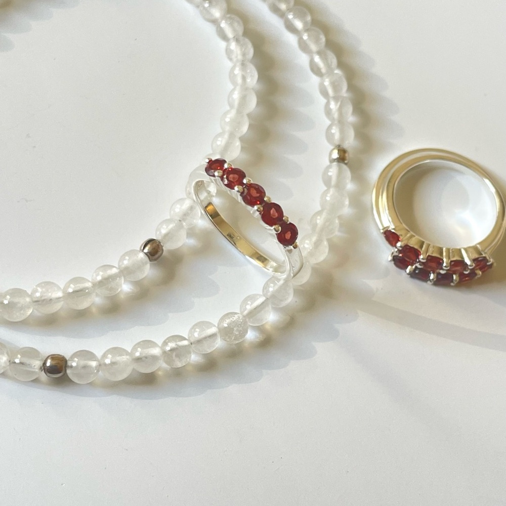 925 Sterling Silver Natural Garnet Band “Vibes” Sizes available US: 9